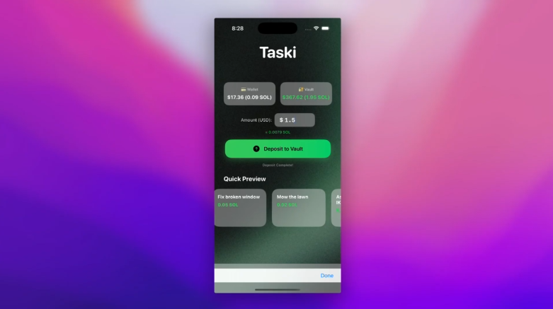 Taski decentralized marketplace iOS app